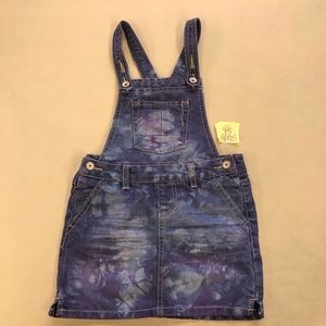 Tie Dye Squeeze Girls Overall Dress sz 4/5 Upcycle Blues Purples SUPER CUTE!!